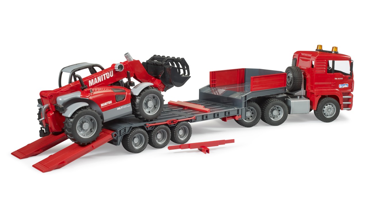 MAN TGA CAMION CON SEMIREMOLQUE + MANIPULADOR TELESCOPICO MANITOU BRUDER 02774 - Imagen 3