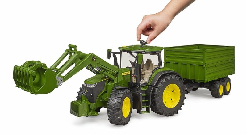 JOHN DEERE 7R TRACTOR CON PALA FRONTAL + REMOLQUE EJE TANDEM BRUDER 03155 - Imagen 4