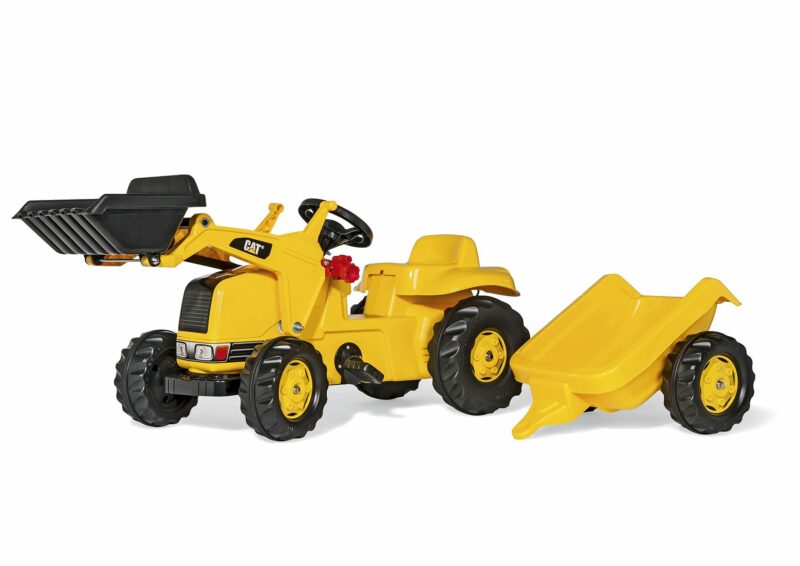 CAT CON PALA + REMOLQUE ROLLY KID TRACTOR A PEDALES ROLLY TOYS 023288