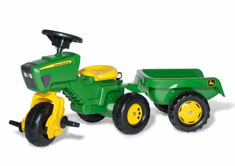 JOHN DEERE CON REMOLQUE ROLLY TRAC TRACTOR 3 RUEDAS A PEDALES ROLLY TOYS 052769