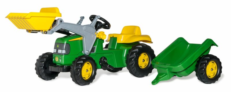 JOHN DEERE CON PALA + REMOLQUE ROLLY KID TRACTOR A PEDALES ROLLY TOYS 023110